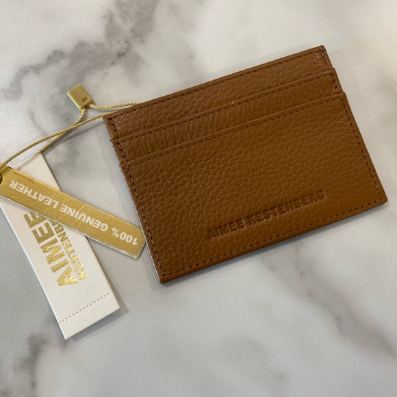 NWT! Aimee Kestenberg Credit Card Wallet Brown Genuine Leather London Slim - Picture 2 of 7